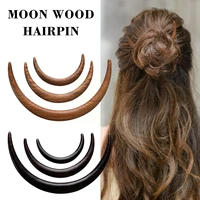 womens hand carved color hair fork elegant simple accessories 2022 hair moon hairpin wooden clips fashion women hair g0g7