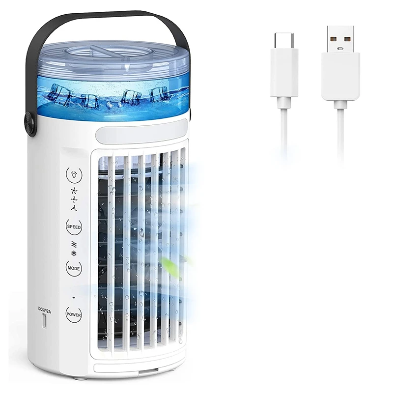 

Portable Air Conditioner Fan, Personal Evaporative Cooler With 3-Speed Wind, Quiet Small Air Cooler Desk Misting AC Fan