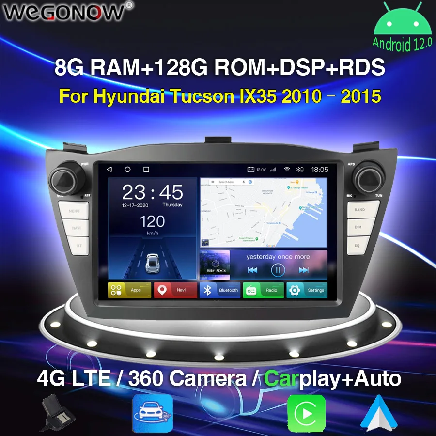 Автомобильный DVD-плеер Carplay 8 дюймов DSP Android 12 0 ГБ + 128 IPS GPS WIFI Bluetooth 5 RDS радио для Hyundai