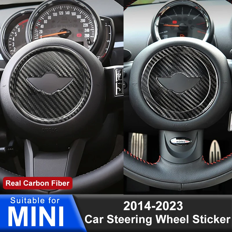 Фото Для MINI ONE Cooper S JCW R55 R56 R60 R61 F54 F55 F56 F57 F60 Автомобильный руль, декоративная крышка, внутренняя наклейка, аксессуары №1