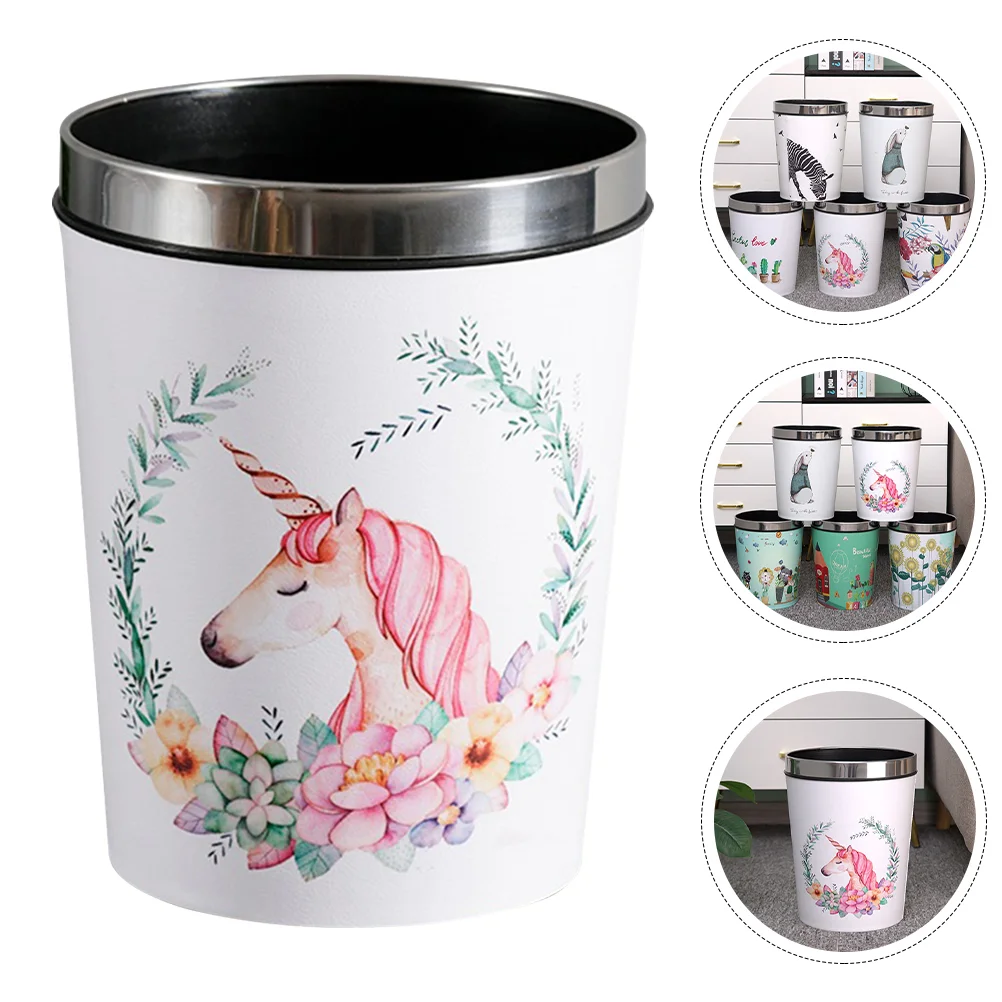 

Plastic Trash Can Laundry Storage Basket Christmas Garbage Waste Office Cans Bins Cartoon
