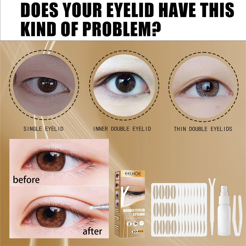 

10PCS Invisible Eyelid Sticker Double Eyelid Stickers Transparent Self Adhesive Double Eye Tape Ladies Eye Makeup Tools