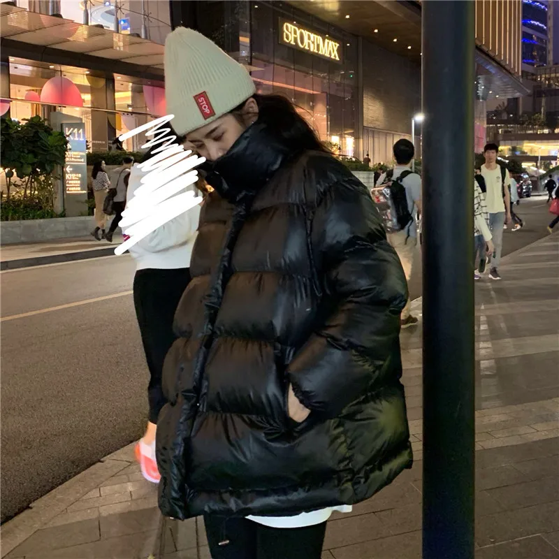 Women Korean Loose Thick Cotton Down Jackets Warm Bread Coat Ladies Winter Solid Casual Simple Jacket All-match Fashion Overcoat