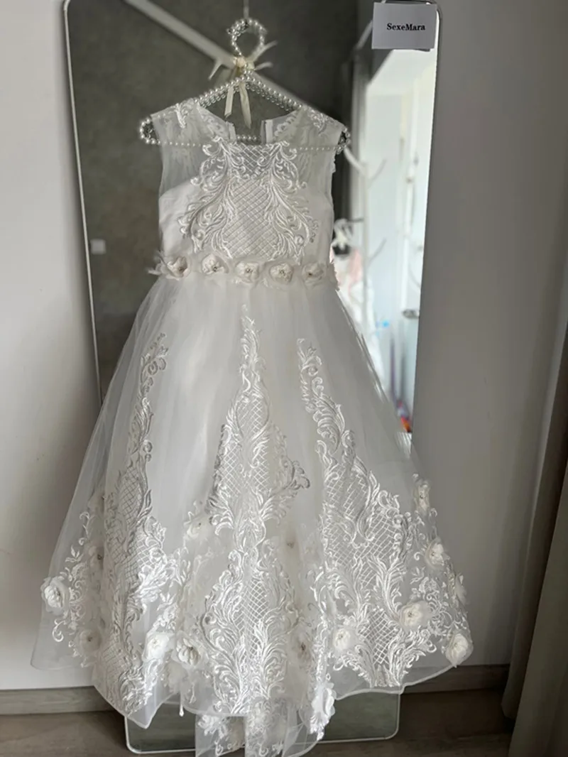 Пышное Тюлевое платье с цветочным рисунком для девочек кружевные платья 3D