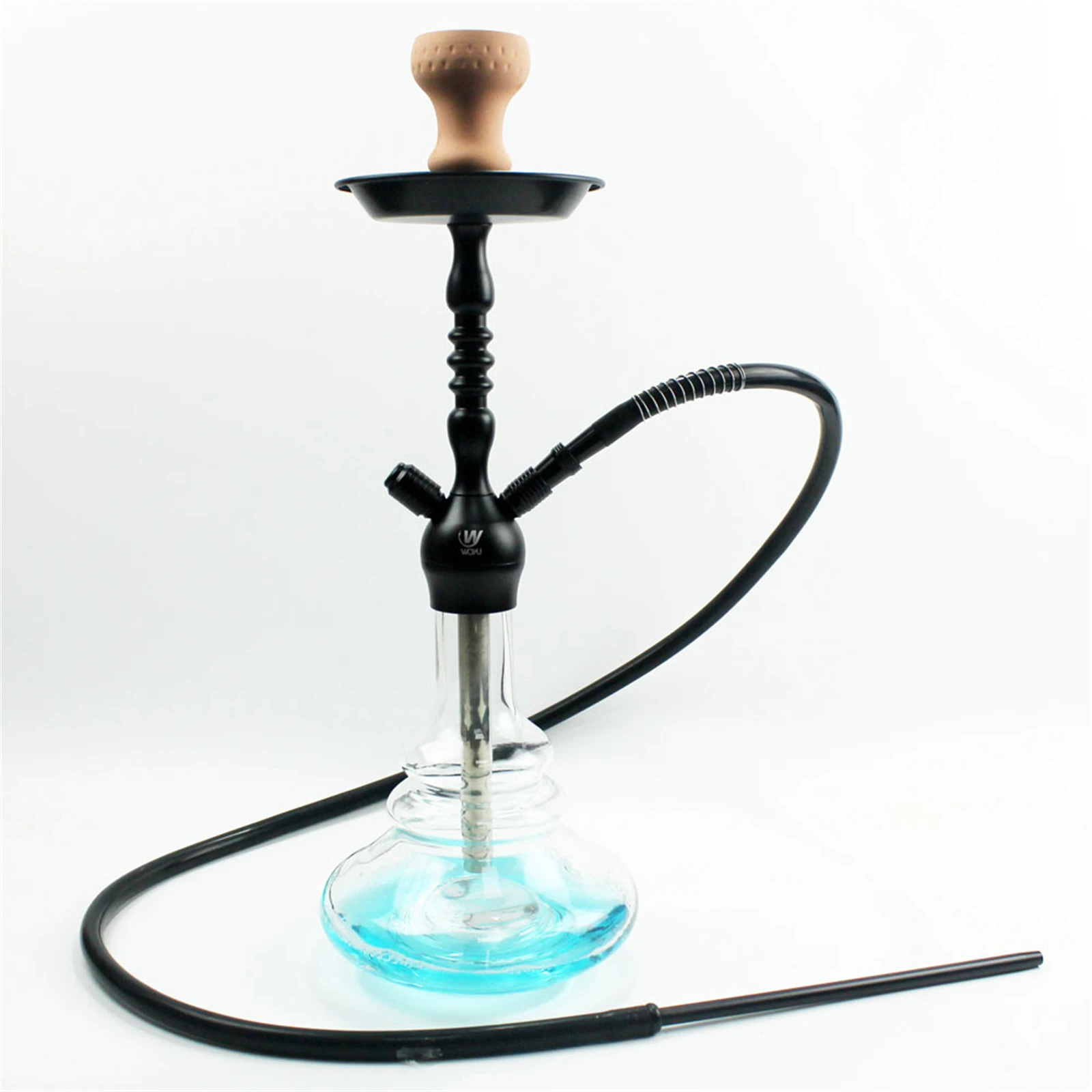 

Glass Hookah Complete Set with Everything Stainless Steel Hookah Down Stem with Diffuser Charcoal Tongs Shisha Hookah