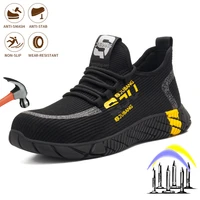 mens anti puncture anti static breathable safety shoes steel toe cap workplace lightweight work shoes non slip outdoor sneaker