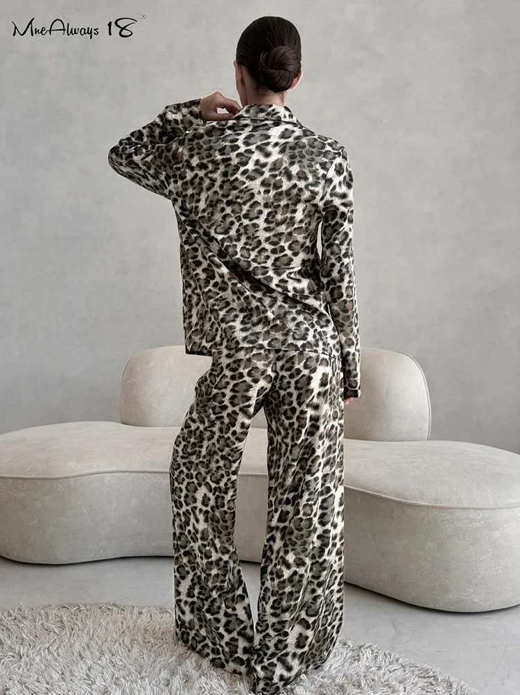 Mnealways18 костюмы с леопардовым принтом и брюками женские рубашки английским