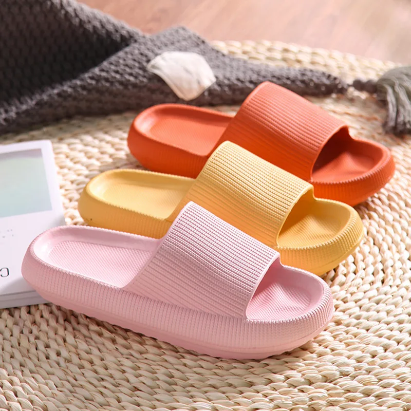 

Women Thick Platform Summer Beach Soft Mute EVA Anti-slip Shoes Bathroom Antislip Soft Sole Slide Sandals Cloud Slippers