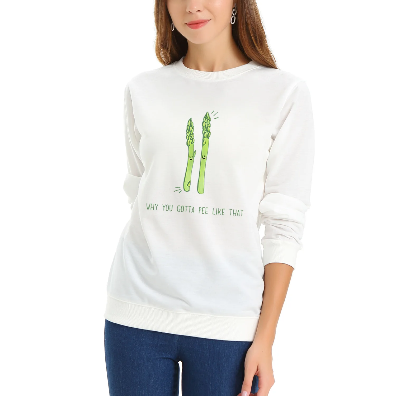

Loose hooded long-sleeved T-shirt women's sweater WHITE