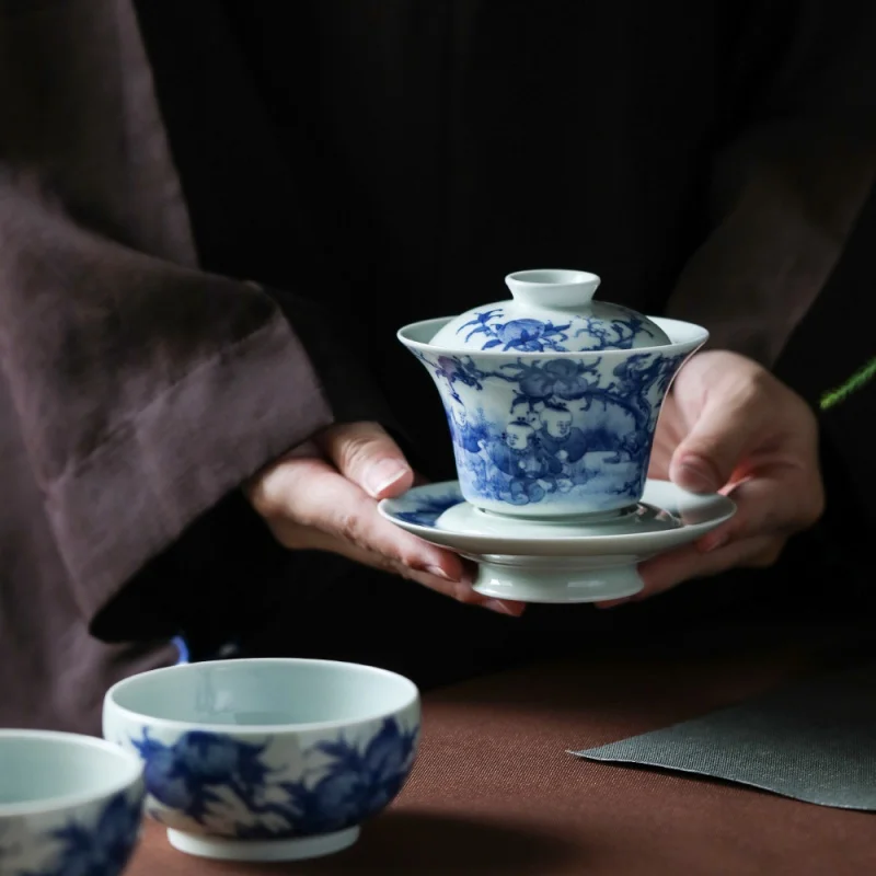 

Игрушка для детей Gaiwan Dezhen ручной работы с бело-голубым прессом