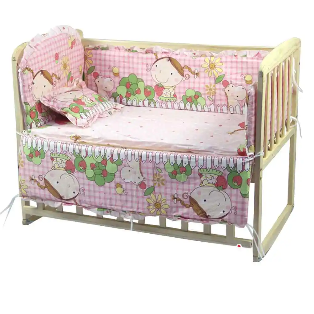 

5pcs Baby Bed Bumpers Pure Cotton Infant Bedding Set Newborn Cartoon Printed Warm Detachable Crib Fence Protector For Toddler