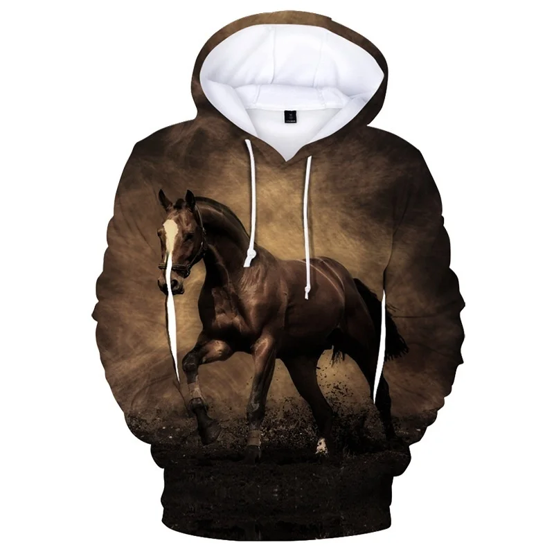 Couple New 3d Print Animal Horse Hoodies Hip Hop Men/Women Hoody Sweatshirt Have Big Pockets