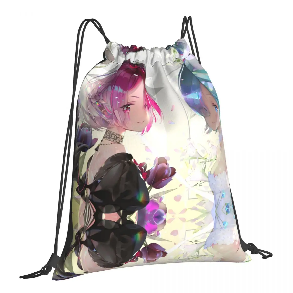 Портативные походные сумки на шнурке Ram Rem Girls Re Zero Anime Natsuki Subaru рюкзаки для