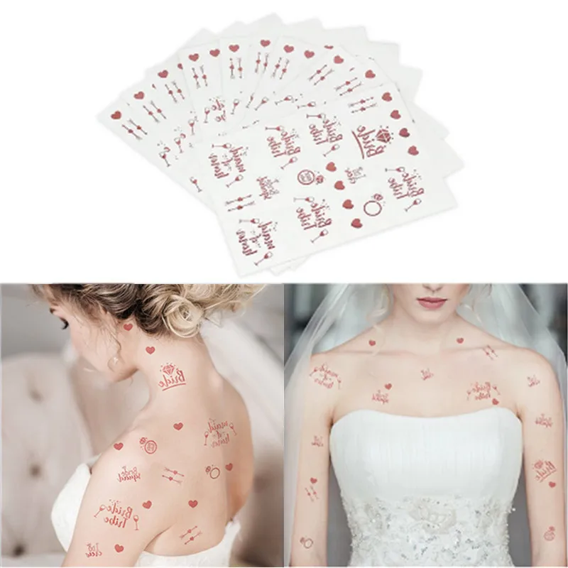 Тату-наклейка на надпись Bride Tribe невесты 1 лист девичник декор для свадебного