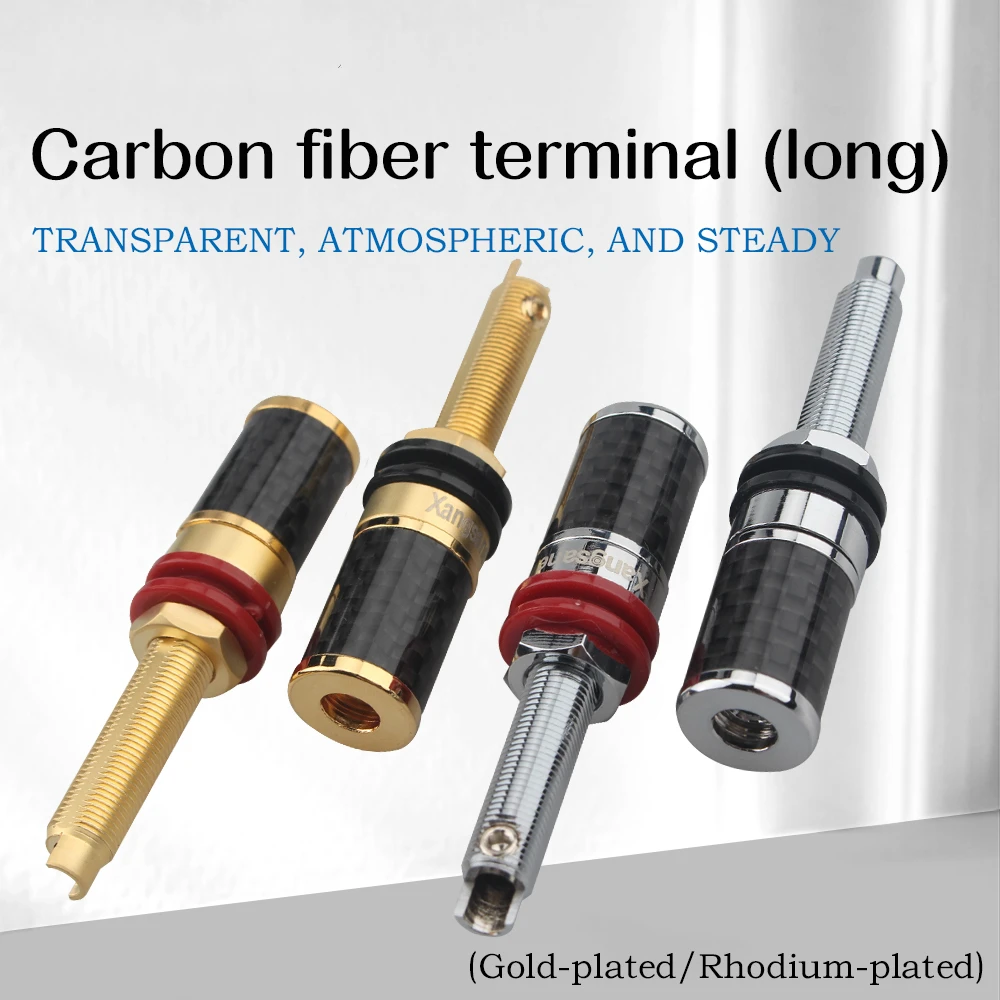 

Hi-End Red Copper Carbon Fiber Binding Post Gold / Rhodium Plated Long Section Terminal Banana Plug Jack Internal Line Interfac