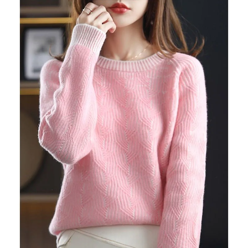 

Autumn and Winter Fashion Trends Korean Edition Round Neck Thread Loose Versatile Western Style Age Reducing Women's Sweater