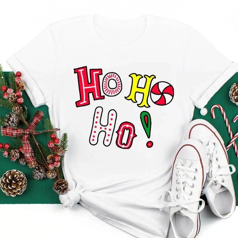 

Women 2022 Letter Winter Festival New Year Merry Christmas Holiday Graphic Tees Ladies Top Tshirt Vacation Fashion T T-shirt