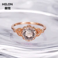 Solid 14k Rose Gold 7mm Round Cut Natural Morganite Engagement Ring Natural Diamonds Wedding Women Ring Art Deco Vintage