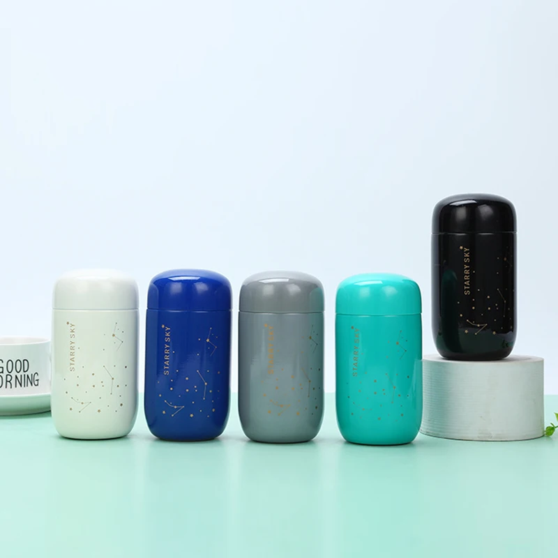 

200ml Insulated Thermos Bottle Sport Water Cup Starry Sky Mini Capacity Leakproof Coffee Mug Vacuum Flask Couple for Winter