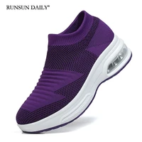 walking shoes women breathable chunky sneakers slip on air cushion lightweight outdoor leisure lazy footwear