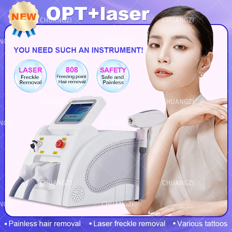 

The Latest Diode 2-In-1 Opt Painless Lase-r Permanent Hair Removal Ipl Nd-Yag Freckle Removal And Beauty Multifunctional Device