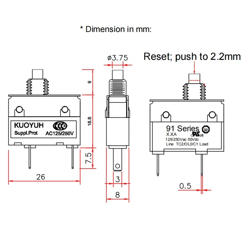 Kuoyuh 91 series 3 15 amp Термовыключатель аккумулятора двигателя с серии