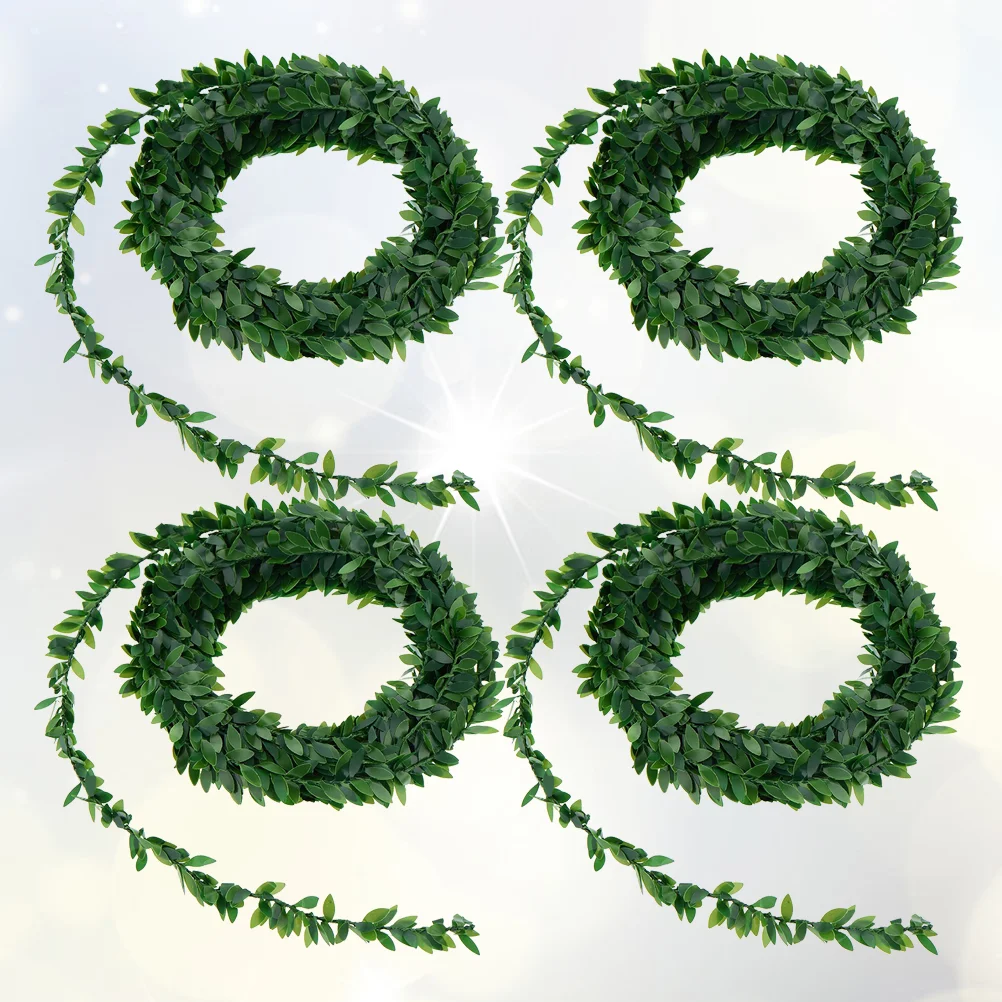 

4pcs Garland Green Leaves DIY Artificial Wreath Rattan Garland for Christmas Home