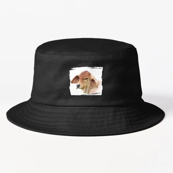 

Brahman Calf Portrait Bucket Hat Bucket Hat Cheapu Caps Casual Fish Boys Solid Color Spring Sun Women Mens Fishermen Outdoor