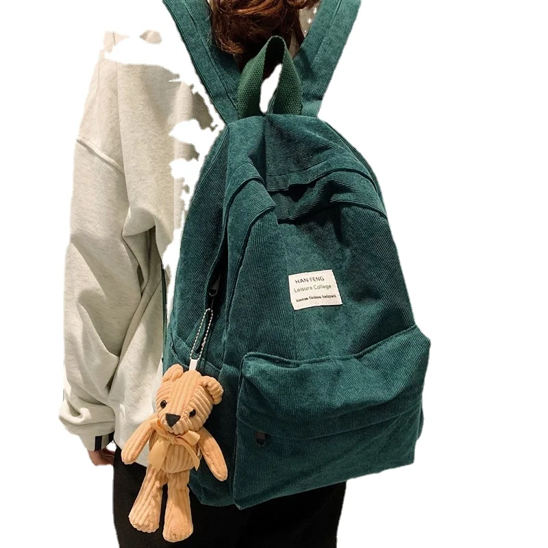 

Женский вельветовый рюкзак в стиле ретро, модные простые вместительные сумки для учебников для старших классов и студентов колледжа