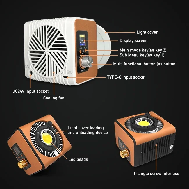 Фото YIDOBLO ZE-150BI COB Видеосвет 150 Вт Портативный заполняющий светильник для фотосъемки 2700–7500 К с регулируемой яркостью 10 сценических световых эффектов Управление через приложение №5