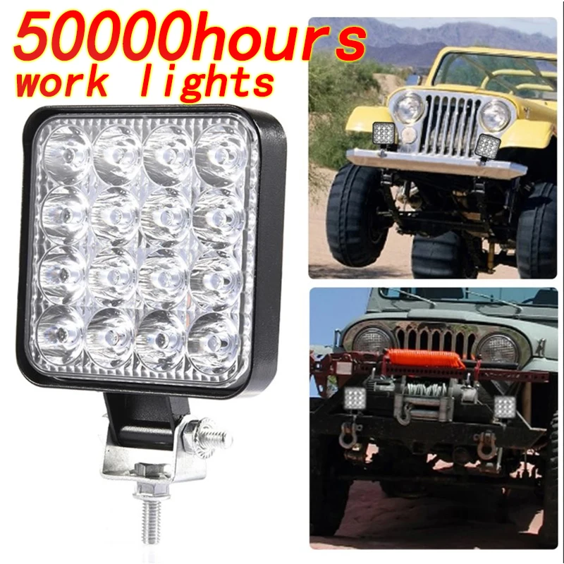 

Светодиодные Налобные фонари 12-24 В, водонепроницаемый квадратный Точечный светильник 48 Вт, рабосветильник освещение, фары для грузовиков, в...