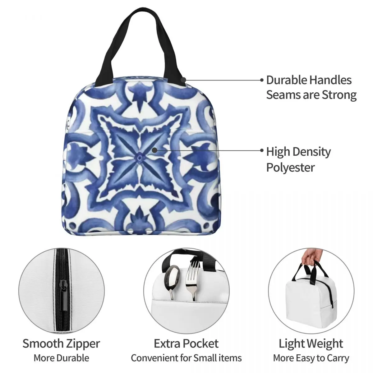 Синие украшенные цветочным средиземноморским сицилийским плитку сумки для