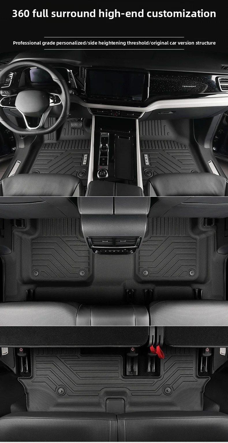

Коврики TPE для Volkswagen Teramont/X Atlas/Atlas Cross Sport LHD 5/7 мест 2017-2024, всепогодное покрытие на заказ