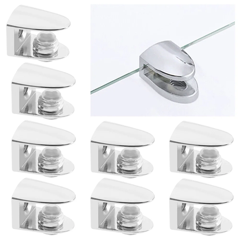 

8 Pcs Adjustable Shelf Clamp Glass Shelf Support Zinc Alloy Plate Holder Bracket Partition Glass Clip Clamp Hardware Accessories