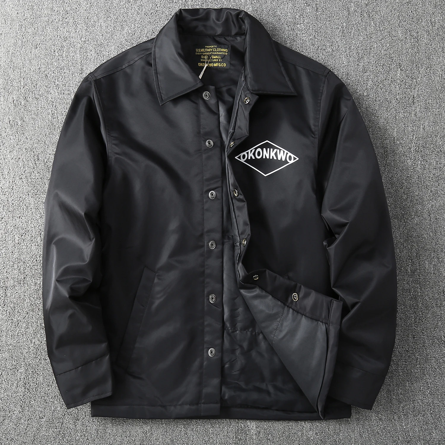 

1604# Autumn Winter New American Quilted Vintage Coach Jacket Men's Fashion 100% Nylon Double-sided Letter Printed Casual Coat