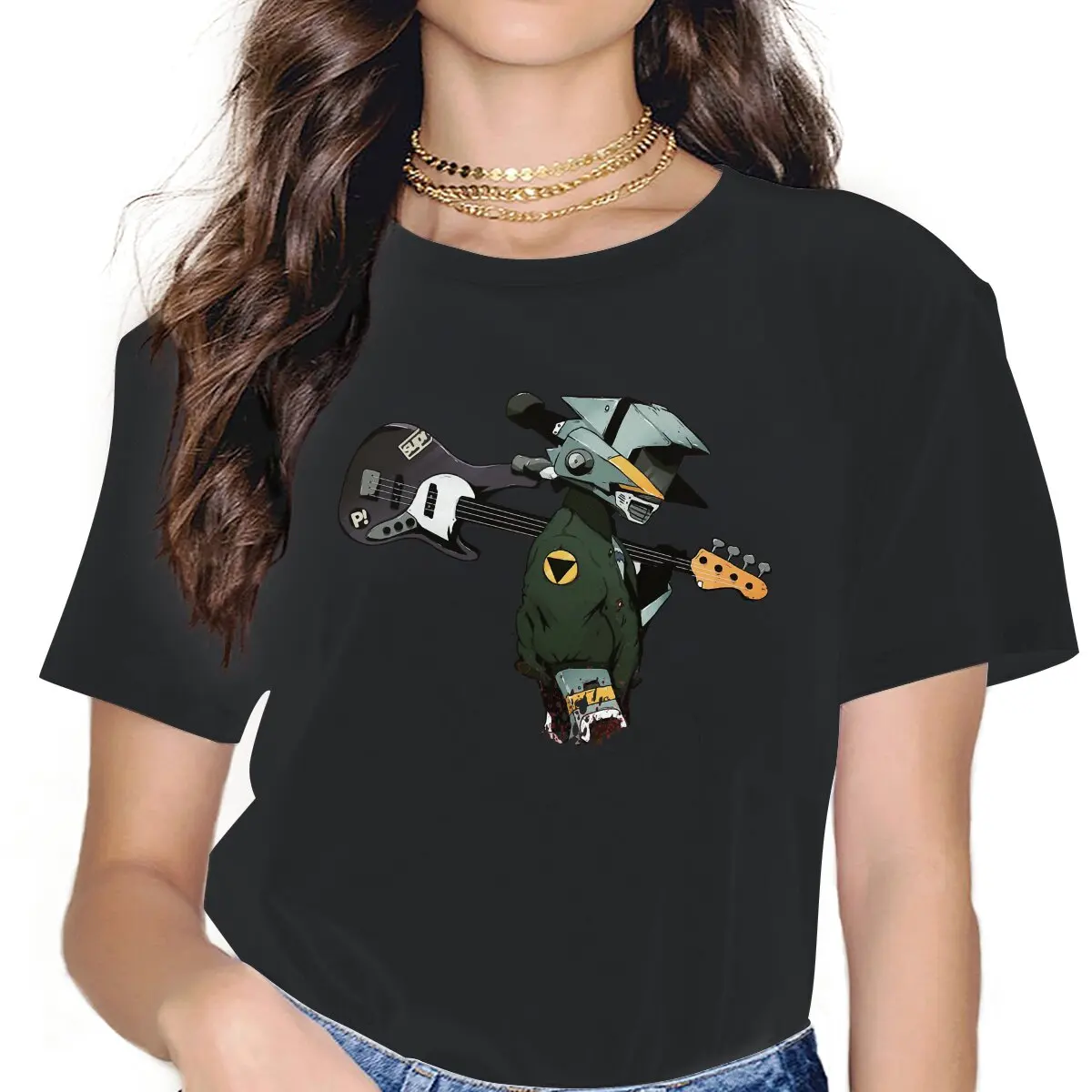 

Guitar Female Shirts FLCL Fooly Cooly Naota Haruko Anime Large Vintage Women Top Harajuku Casual Feminine Blusas