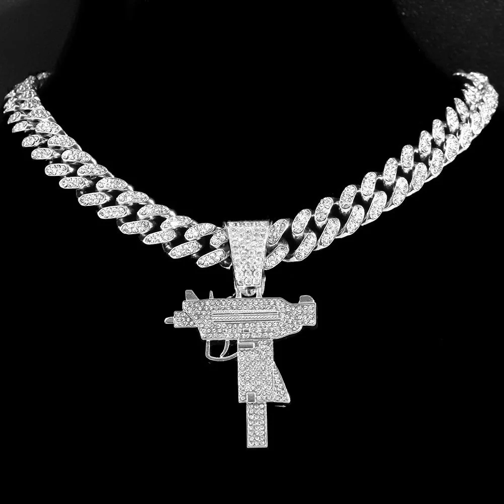 

Scooya модные украшения из циркония-инкрустированный кулон УЗИ пустынный Орел кубинское ожерелье для мужчин модное ожерелье в стиле хип-хоп ю...