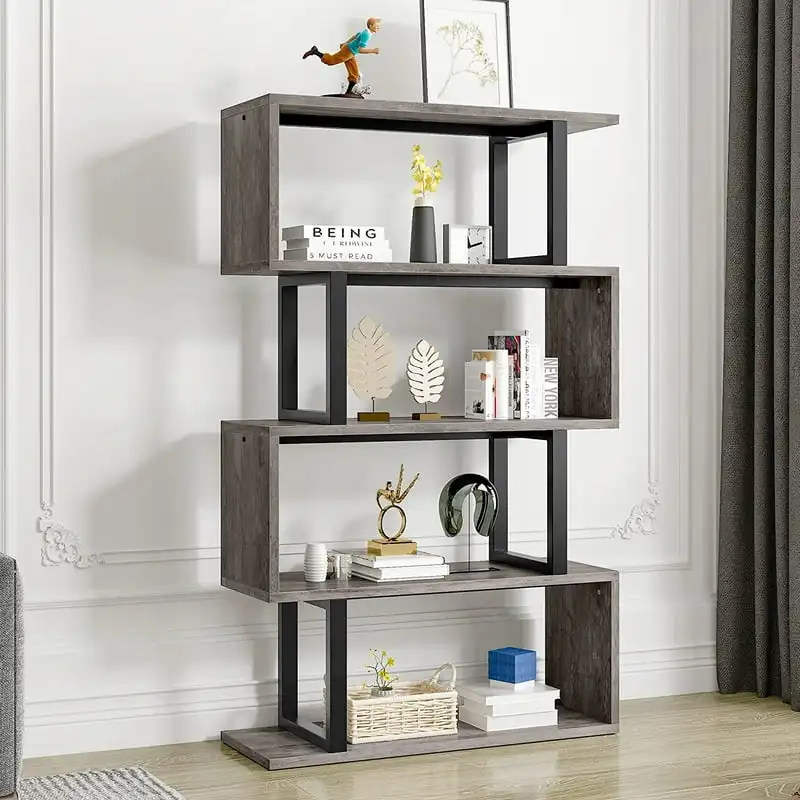 

5 Shelf Bookcase, Z-Shelf Modern Free Standing Bookshelf Storage Organizer, Book Shelves for Living Room Bedroom Balcony Home Of