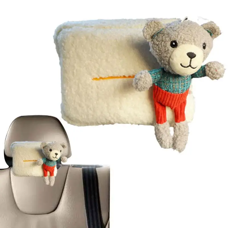 

Plush Car Tissue Box Cartoon Animals Car Seat Back Tissue Holder Headrest Tissue Box Hanging Tissue Holder Case Multifunctional