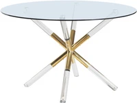 New 2021 design Round glass top 6 seater board dining table kitchen room furniture golden metal leg dining table for dining room