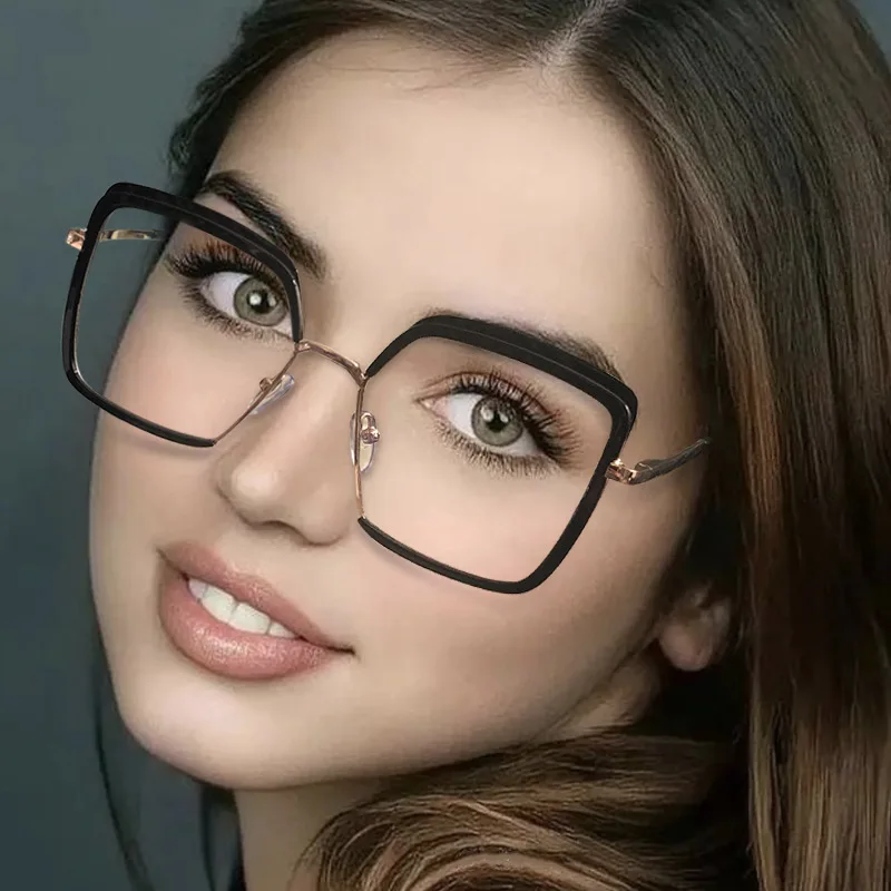 

95823 Women's Anti Blue Light Glasses High Quality fashion TR90 Spring Leg Retro Square Eyeglasses Frame Computer Goggles