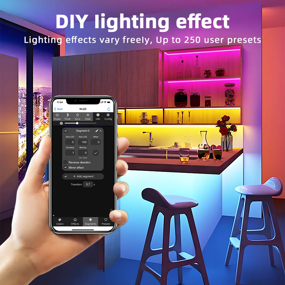 Фото Цифровой светодиодный контроллер DOMRAEM ESP8266/ESP32 USB-C WLED |   WS2814/12B/05/APA102 RGB IC-полоски |   Предохранитель 16А ~ 0,5 Вт в режиме ожидания | Микрофон и УАРТ №5