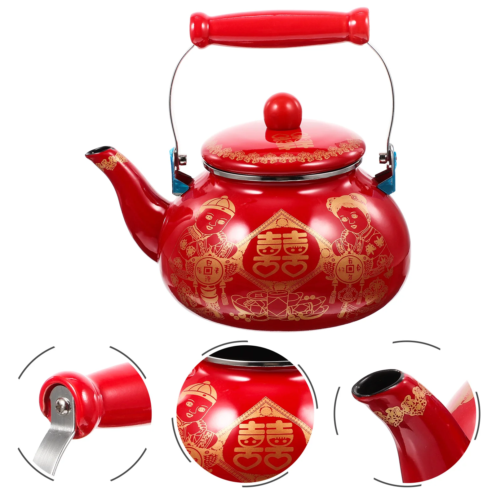 

Tea Kettle Pot Enamel Teapot Coffee Stovetop Water Stove Teakettle Vintage Gas Enameled Pots Enamelware Bottom Flat Hot Boiling