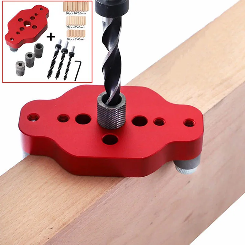 

Dowelling Drill Guide Woodworking Vertical Drilling Centering Pocket Puncher Kit Self Hole Jig Locator 6/8/10mm Hole