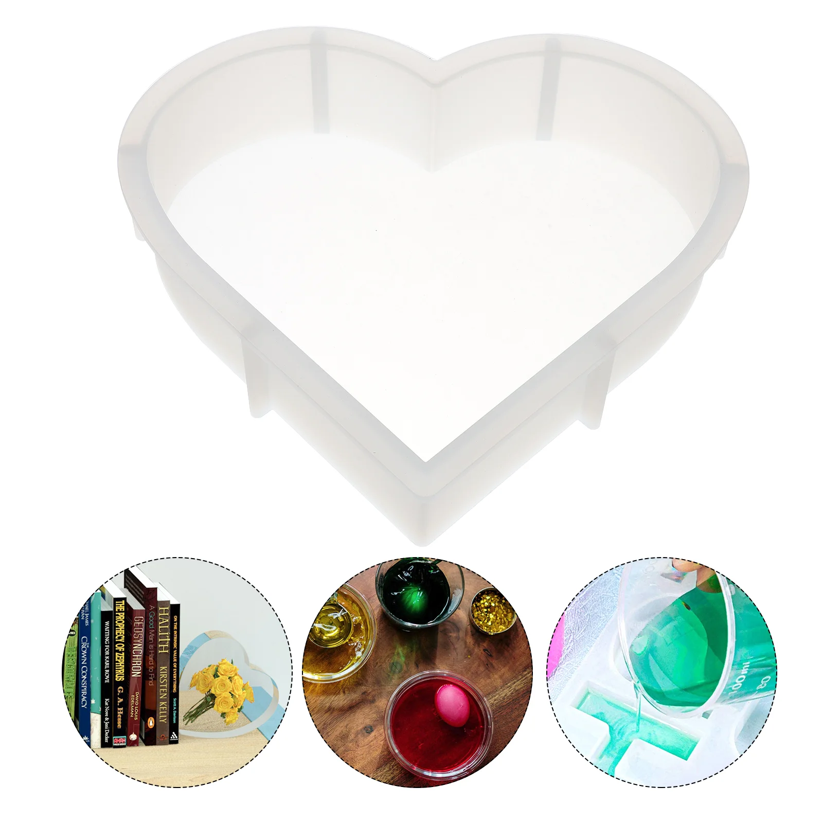 

Resin Mold Heart Molds Silicone Epoxy Casting Bookends Bookend Diy Flower Cake 3D Crystal Shaped Large Memorial Flowers