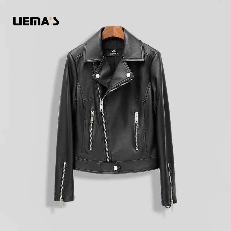 

Autumn Sheepskin Leather Leather Women's Jacket Slim Korean version of street motorcycle short coat spot.