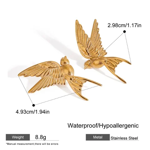 Серьги-подвески Minar из титановой стали с золотым покрытием