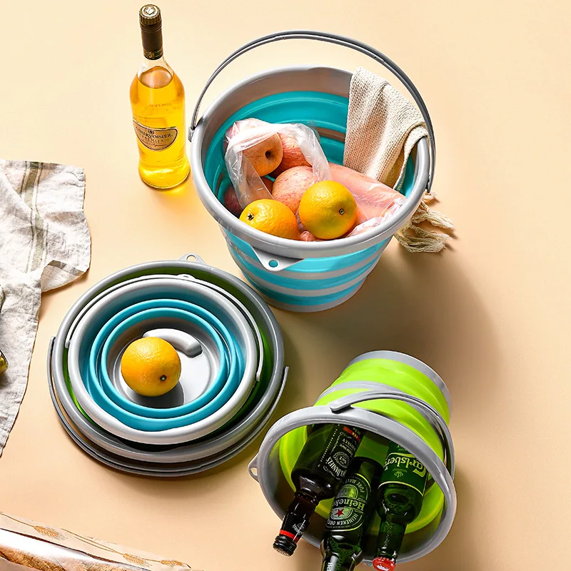 

5L/10L Collapsible Bucket Portable Folding Bucket Silicone Car Washing Bucket Children Outdoor Fishing Travel Home Storage