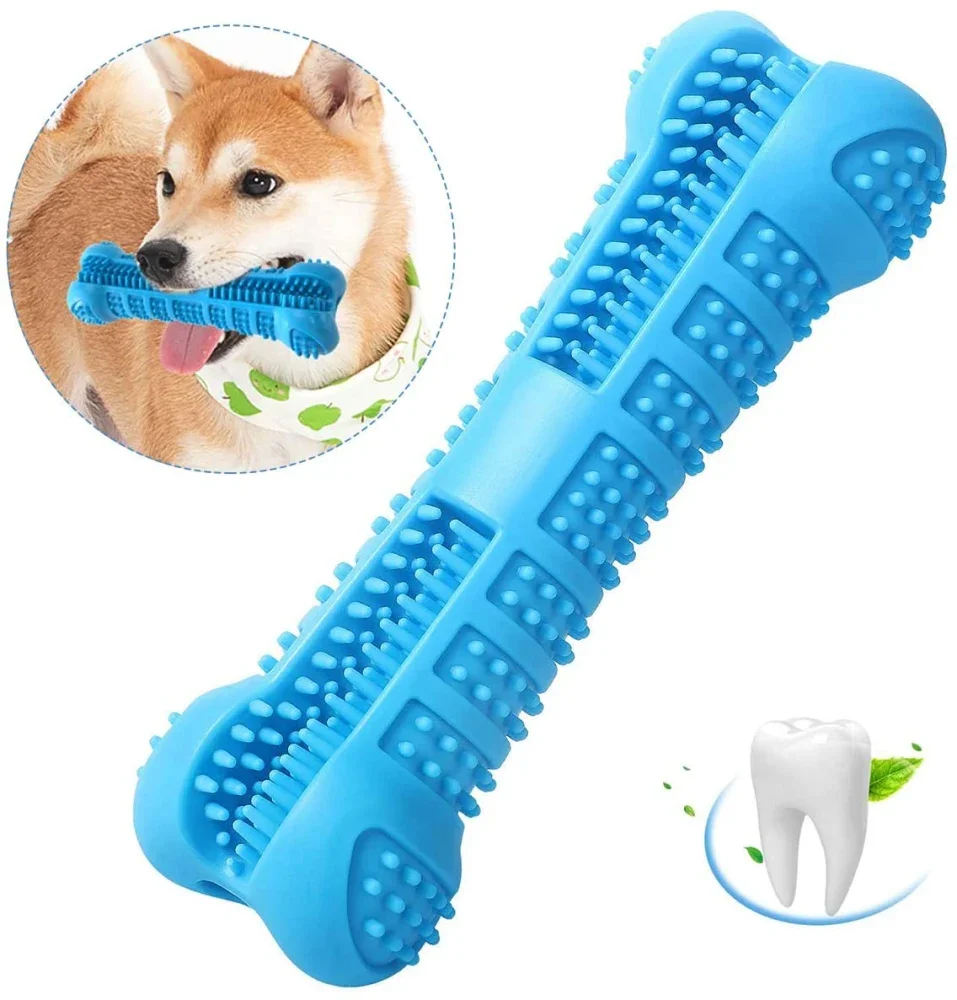 

Collar Harness Chew Toy Stick Dog Toothbrush with Toothpaste Reservoir Natural Rubber Dog Dental Chews Care Dog Toys Bone for Pe