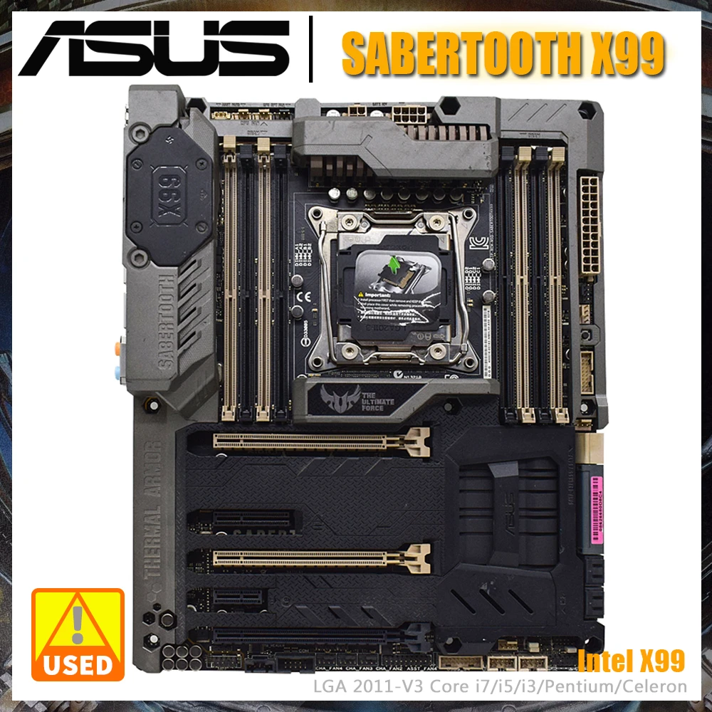 

ASUS SABERTOOTH X99 Motherboard Intel X99 Chipset LGA 2011-V3 Socket Support Core i7 i5 i3 Pentium Celeron 8×DDR4 64GB PCI-E 3.0